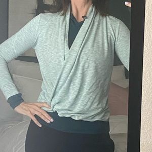 Mesh + Lace crossover yoga top